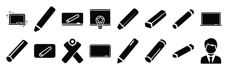 blackboard chalk silhouette icon set © ganesh106