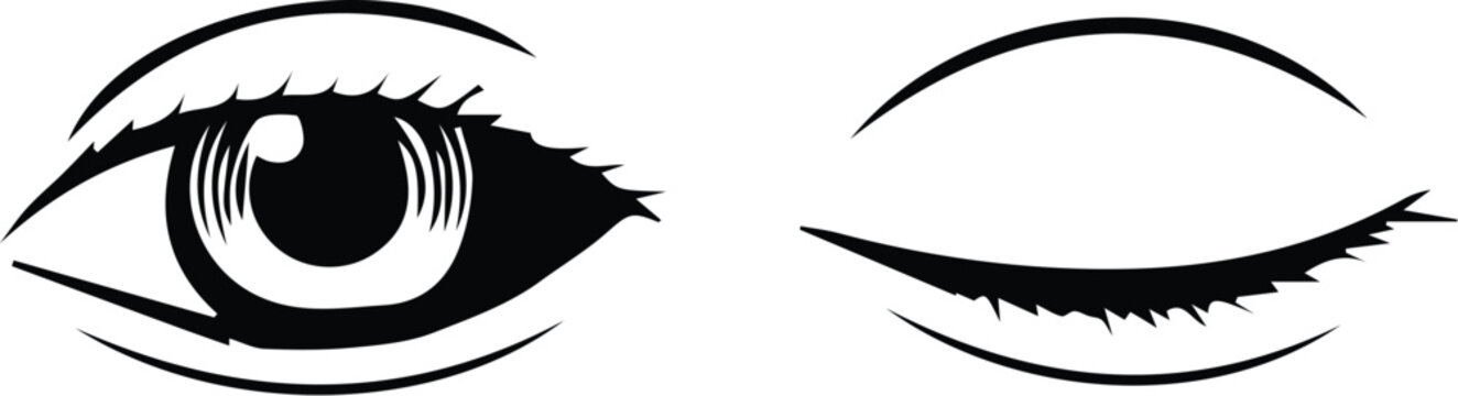 Open half open closed eye