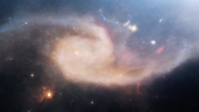 Astronaut exploring vast galaxy starfield cinematic 4k footage fiction