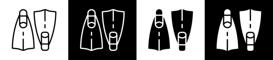Flippers Line And Glyph Icon In Black White Background     © HRF07