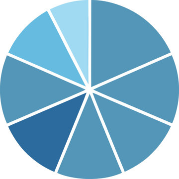 Elegant blue tonal pie chart graphically representing segmented data for professional reports and business analysis