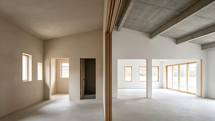 Obraz premium comparison. Architectural transformation showing side-by-side changes in a neutral-toned space. real-estate listings.