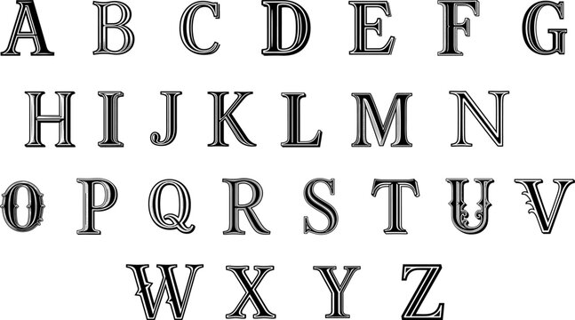 Alphabet letters a to z with decorative elements alphabet typography