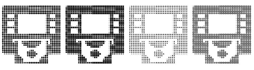 Fototapeta premium Risograph style halftone icons - atm. Payment and financial transactions. Editorial vector design. Retro newspaper printing style. Old-school silkscreen design.