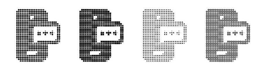 Fototapeta premium Modern halftone icon bundle - authentication message. Property protection icon collection and design. Bold dot-pattern design. Classic comic book look.