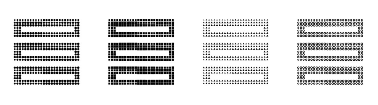 Vintage halftone activity feed icons with coral pink duotone. Database operations icon collection and design. Editorial illustration. Classic comic book look.