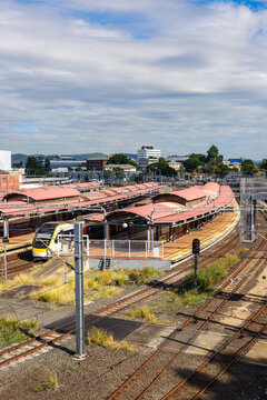 Roma Street Train Station with a Train at the Platform