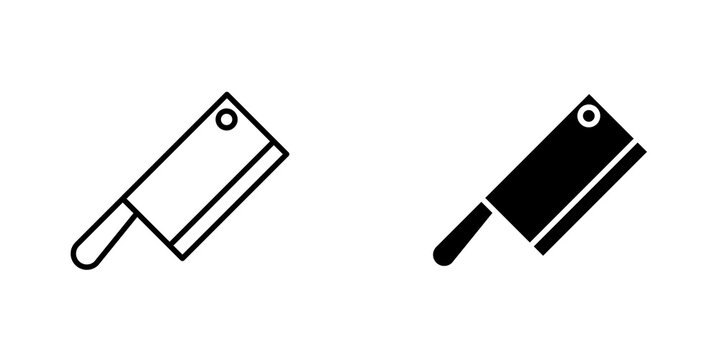 Butcher knife icon on white background, editable stroke svg 10