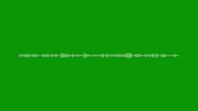 Abstract audio sound visualizer wave spectrum animation on green screen background, white line audio wave visualization voice record effect, sound wave spectrum concept for video editor