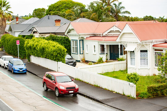 Residential houses in suburban street in Auckland, New Zealand