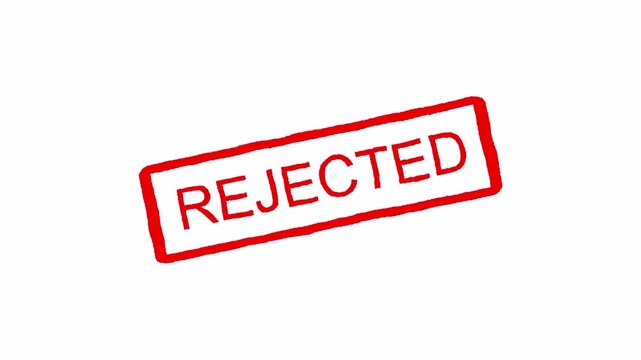 Rejected rubber stamp animation on a transparent background, rejected stamp effect animation with alpha channel