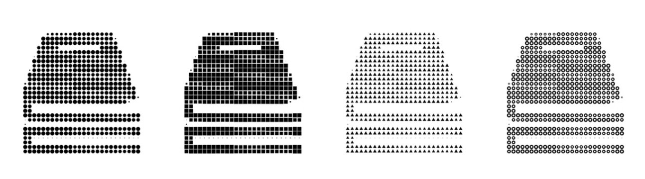 Risograph style halftone icons - book stack. Education learning and school academic resources. Editorial vector design. Gritty halftone texture. Classic comic book look.