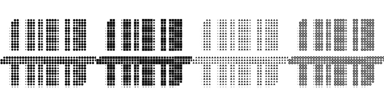 Retro halftone icon collection - barcode scanner. E commerce icon collection and design. Vintage dot pattern illustration. Vintage editorial illustration.