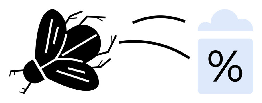 Pest management, infestation solutions, vector control, sanitation, agriculture protection, environmental health. A fly moving toward a percentage container. Pest control and infestation solutions