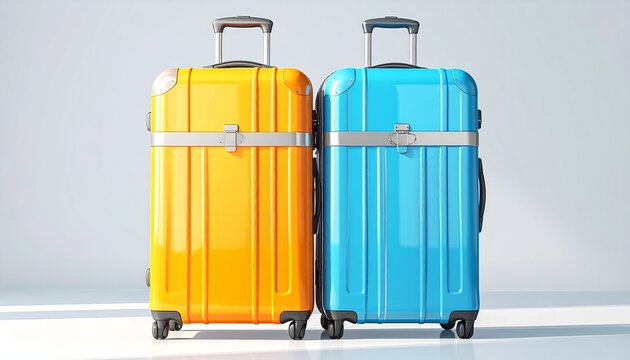 Orange and Blue Hard-Shell Suitcases Side by Side