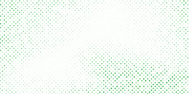 Green color halftone grain texture. Faded dot gradient pattern background. Grunge pixel cartoon overlay backdrop. Anime or manga wavy noise cover. Vector rasterized comic pop art gradation wallpaper