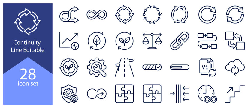 Continuity Line Editable Icon set
