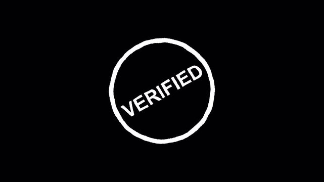 Verified rubber stamp animation on a transparent background, Verified stamp effect animation with alpha channel
