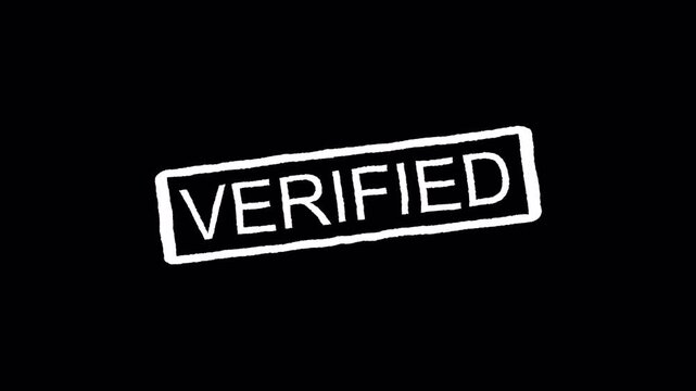 Verified rubber stamp animation on a transparent background, Verified stamp effect animation with alpha channel
