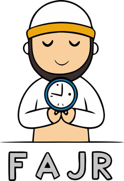 Fajr prayer namaj time vector on white background 