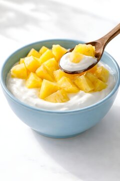 Fresh Pineapple Yogurt Bowl &ndash; Healthy Breakfast with Creamy Yogurt and Tropical Fruit