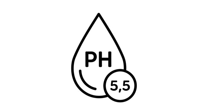 Scientific vector illustration of a drop indicating ph 5.5 acidity level for health and cosmetic product design