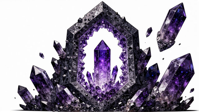 Mystical Dark Crystal Gateway with Shimmering Purple Core