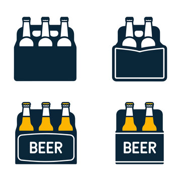 beer bottle box packaging icon set