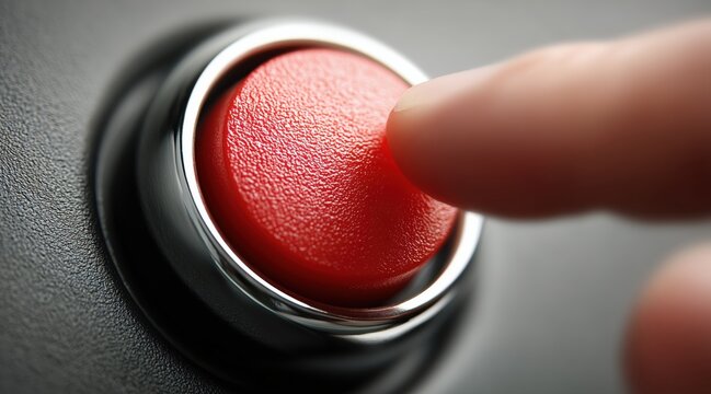 Finger pressing red button on control panel