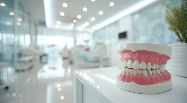Dental model of human jaw in modern dentistry clinic