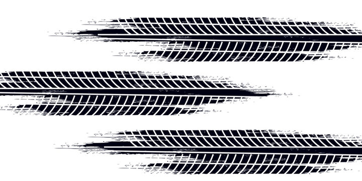 Black tire marks on road, Black rubber tire marks and tread marks, Tire trace track wheels texture and background,