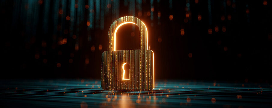 Animated database icon with glowing security lock and subtle pulse motion 32k ultra HD