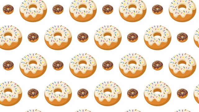 Chocolate and Sprinkled Donuts Seamless Pattern Background, bakery and sweet snack concept.