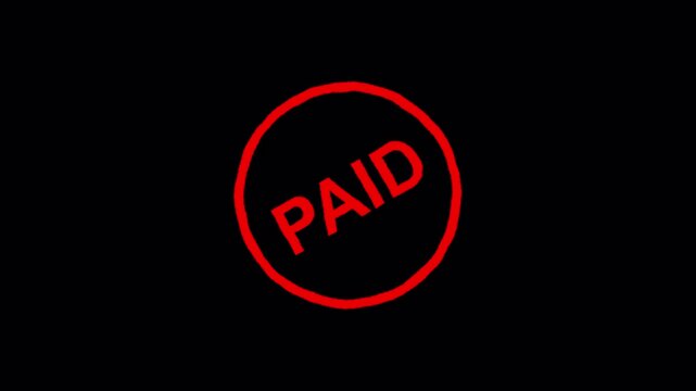Paid rubber stamp animation on a transparent background, Paid stamp effect animation with alpha channel
