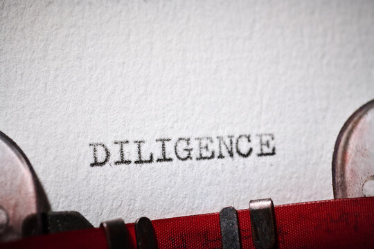 diligence word text written with a typewriter