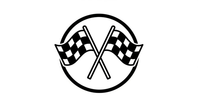 Finish flag sign icon checkered racing symbol vector circle badge isolated on white