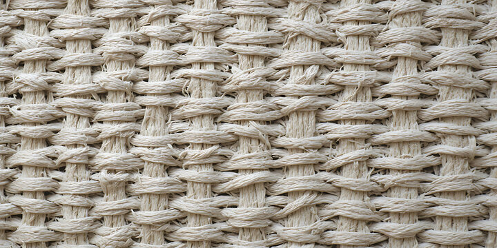 Close-up of woven beige fabric or basket weave pattern texture