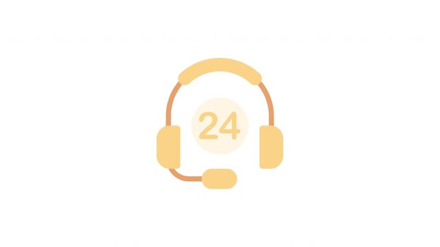 24 Hours Customer Support Headset Animated Icon