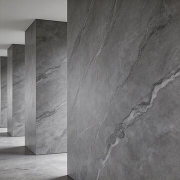 Modern interior with marble columns