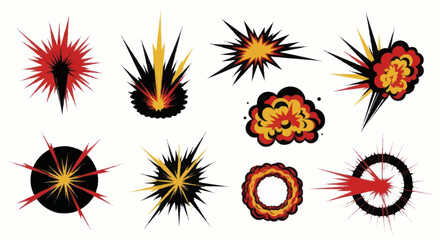 Collection of Dynamic Cartoon Explosions and Burst Effects. © Faiz