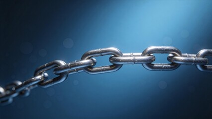 Fototapeta premium Metal chain links on blue background
