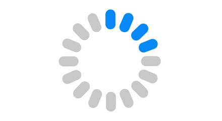 Obraz premium Circular loading icon with segments of blue and grey indicating a progress bar for waiting or buffering, perfect for UI design elements