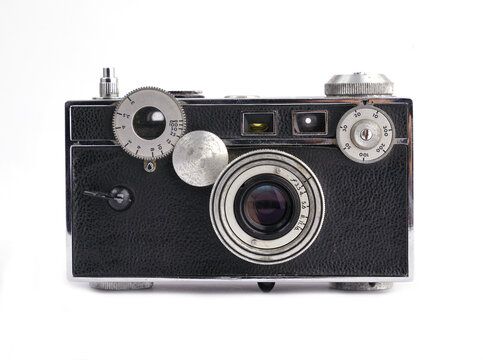 Vintage film camera isolated on white background