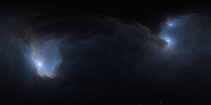 360-degree full-sphere panoramic space background with nebula and stars. It was neither partly nor fully created with generative AI.