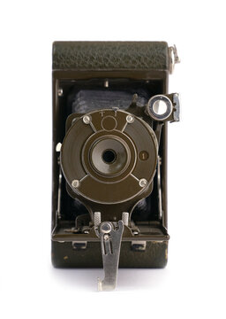 Vintage film camera isolated on white background