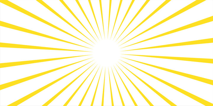 Vintage abstract template with yellow sunrays on light background. Sunlight abstract background. Starburst wallpaper.