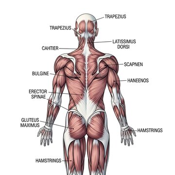 Human body muscle anatomy illustration.