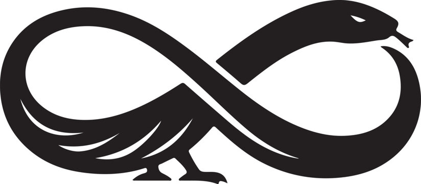 Black swan infinity symbol silhouette Vector