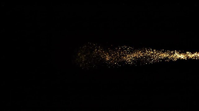 Subtle golden particle stream fading into darkness elegant abstract motion trail minimal luxury background with soft glow and dynamic flow for premium modern design