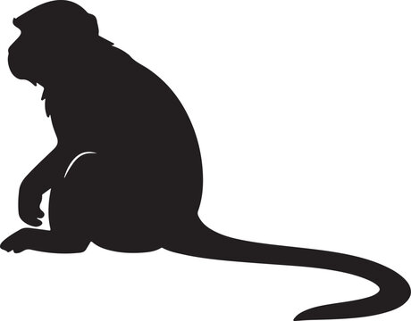Black monkey silhouette sitting Vector